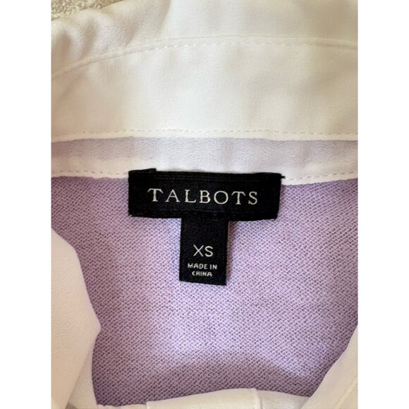 Talbots XS Lavender Sweater Lace Collar Cotton Silk Blend Twee Academia Preppy - Picture 3 of 8